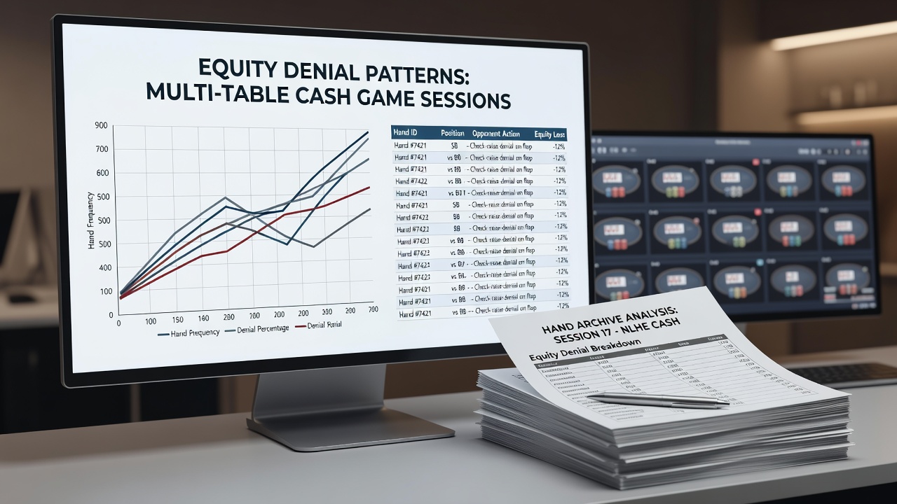 Grafiek van denial percentages over meerdere tafels in cash game sessies